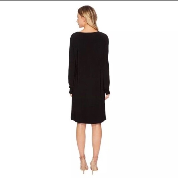 NWT Norma Kamali Black Long Sleeve Crew Dress To Knee Size SMALL - Picture 4 of 4
